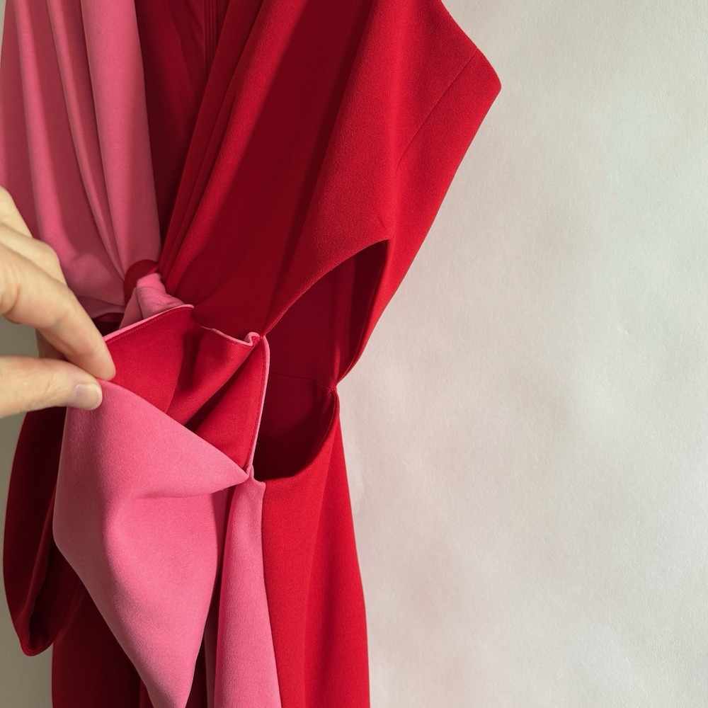 One 33 Social Color Block Bow Front Gown Side Cutouts Pink Red 8 Event Dress - Picture 5 of 16